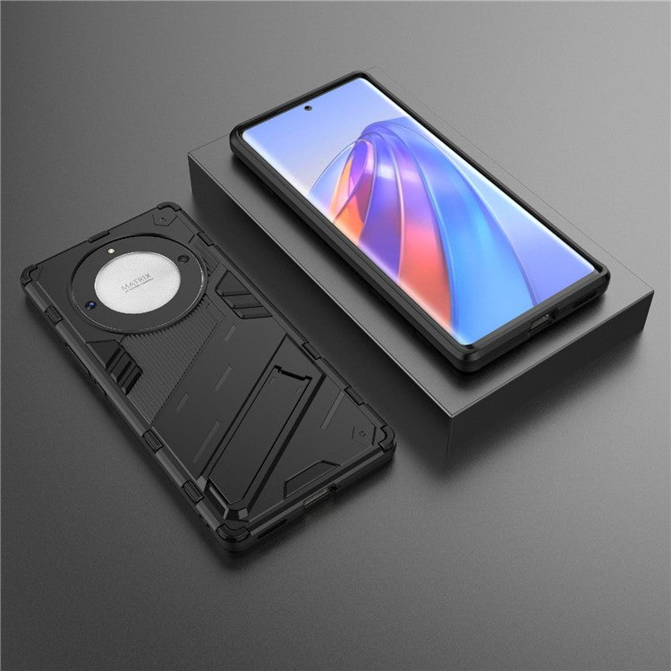 Cell Phone Case for Honor Magic5 Lite 5G / X9a 5G / X40 5G , Kickstand TPU+PC Protective Cell Phone Cover - Black