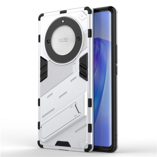 Cell Phone Case for Honor Magic5 Lite 5G / X9a 5G / X40 5G , Kickstand TPU+PC Protective Cell Phone Cover - White