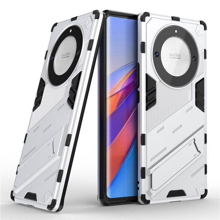 Cell Phone Case for Honor Magic5 Lite 5G / X9a 5G / X40 5G , Kickstand TPU+PC Protective Cell Phone Cover - White
