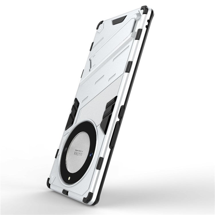 Cell Phone Case for Honor Magic5 Lite 5G / X9a 5G / X40 5G , Kickstand TPU+PC Protective Cell Phone Cover - White
