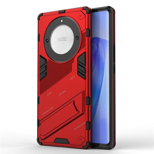 Cell Phone Case for Honor Magic5 Lite 5G / X9a 5G / X40 5G , Kickstand TPU+PC Protective Cell Phone Cover - Red