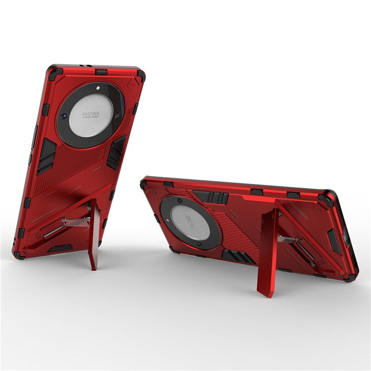 Cell Phone Case for Honor Magic5 Lite 5G / X9a 5G / X40 5G , Kickstand TPU+PC Protective Cell Phone Cover - Red