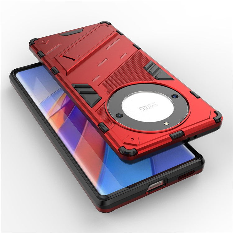 Cell Phone Case for Honor Magic5 Lite 5G / X9a 5G / X40 5G , Kickstand TPU+PC Protective Cell Phone Cover - Red