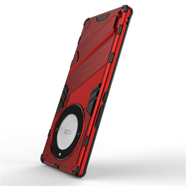 Cell Phone Case for Honor Magic5 Lite 5G / X9a 5G / X40 5G , Kickstand TPU+PC Protective Cell Phone Cover - Red