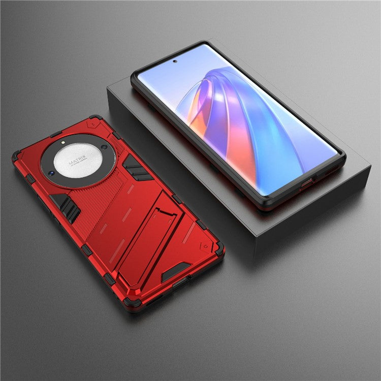 Cell Phone Case for Honor Magic5 Lite 5G / X9a 5G / X40 5G , Kickstand TPU+PC Protective Cell Phone Cover - Red
