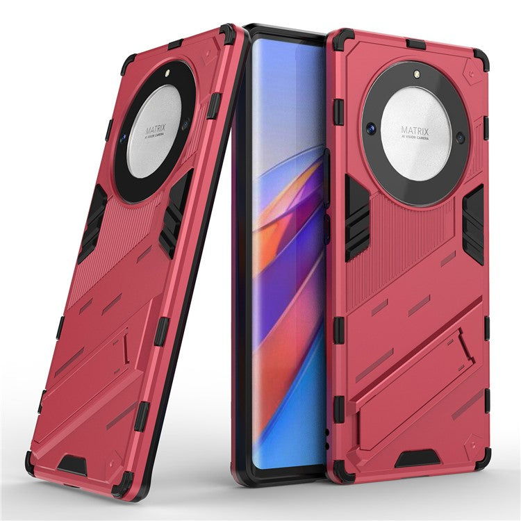 Cell Phone Case for Honor Magic5 Lite 5G / X9a 5G / X40 5G , Kickstand TPU+PC Protective Cell Phone Cover - Rose