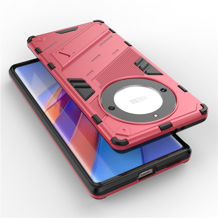 Cell Phone Case for Honor Magic5 Lite 5G / X9a 5G / X40 5G , Kickstand TPU+PC Protective Cell Phone Cover - Rose