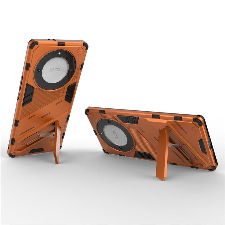 Cell Phone Case for Honor Magic5 Lite 5G / X9a 5G / X40 5G , Kickstand TPU+PC Protective Cell Phone Cover - Orange