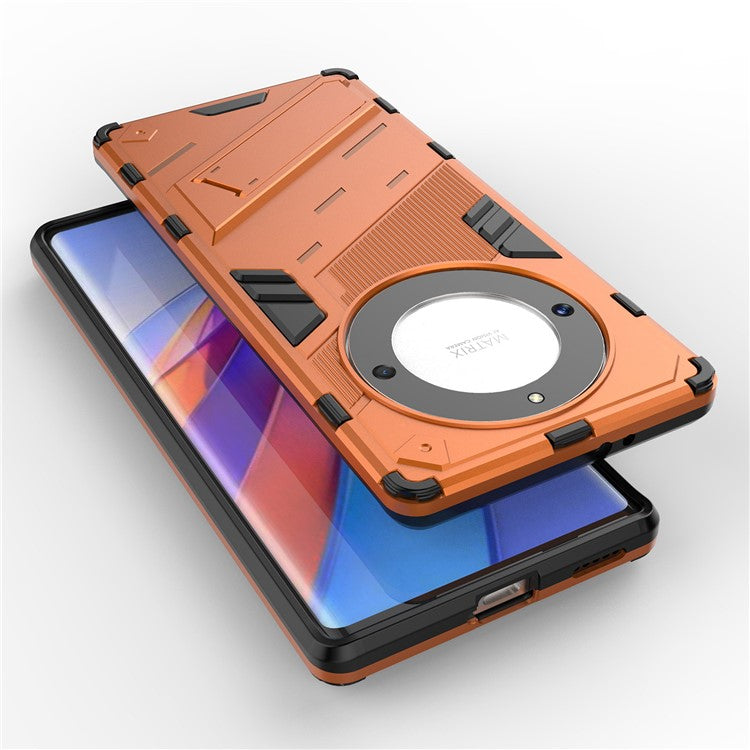 Cell Phone Case for Honor Magic5 Lite 5G / X9a 5G / X40 5G , Kickstand TPU+PC Protective Cell Phone Cover - Orange