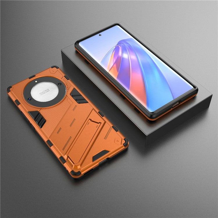 Cell Phone Case for Honor Magic5 Lite 5G / X9a 5G / X40 5G , Kickstand TPU+PC Protective Cell Phone Cover - Orange