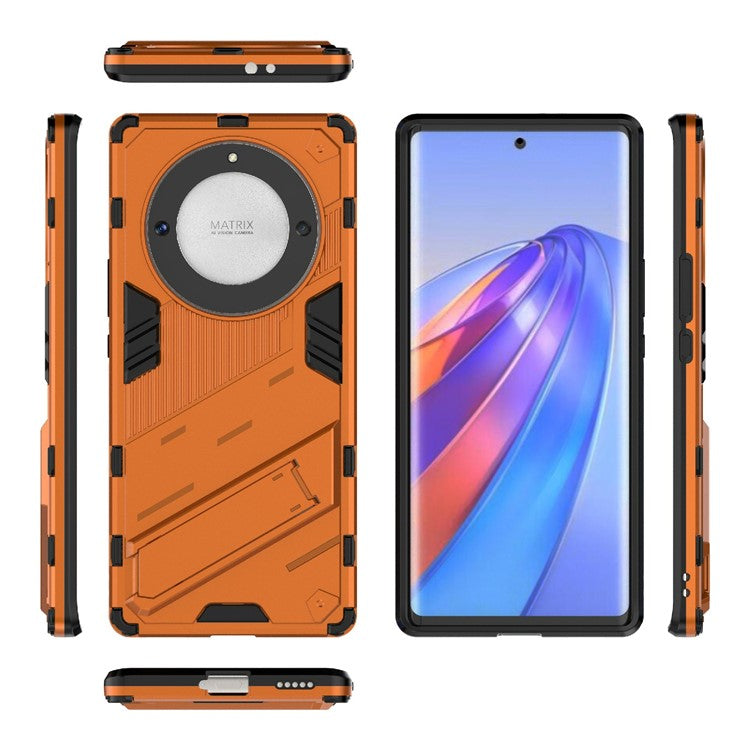 Cell Phone Case for Honor Magic5 Lite 5G / X9a 5G / X40 5G , Kickstand TPU+PC Protective Cell Phone Cover - Orange