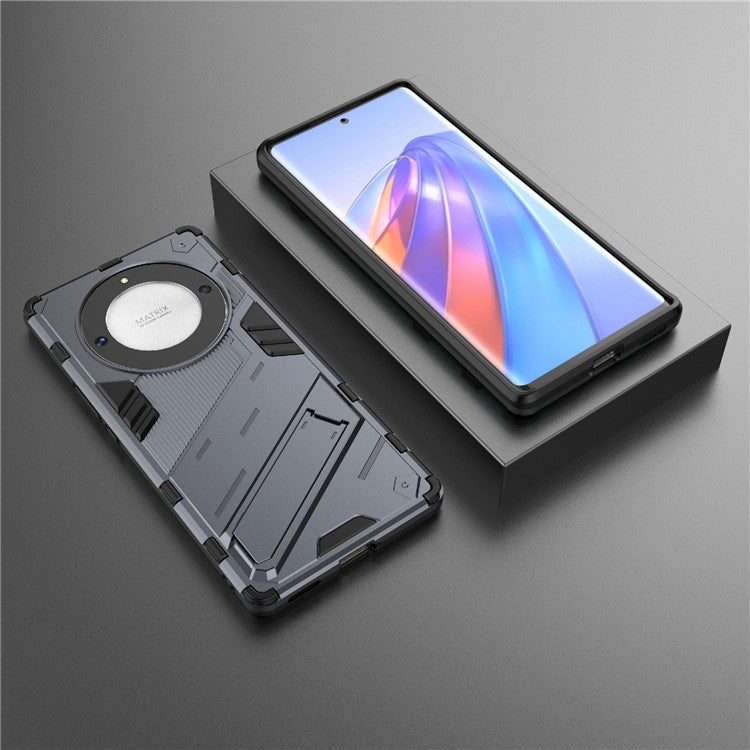 Cell Phone Case for Honor Magic5 Lite 5G / X9a 5G / X40 5G , Kickstand TPU+PC Protective Cell Phone Cover - Dark Blue