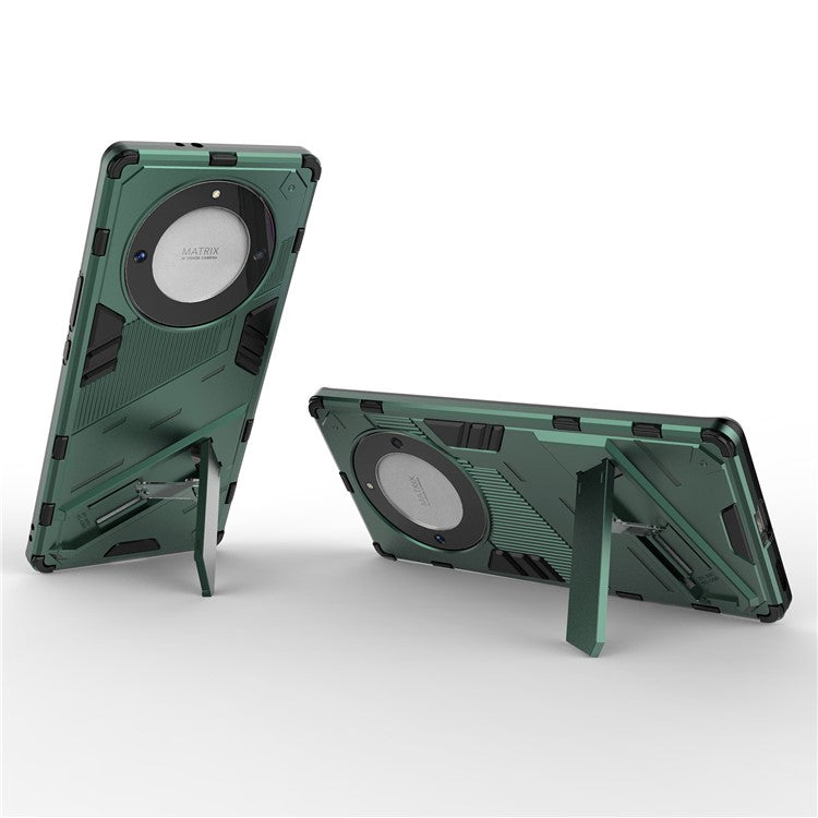 Cell Phone Case for Honor Magic5 Lite 5G / X9a 5G / X40 5G , Kickstand TPU+PC Protective Cell Phone Cover - Green