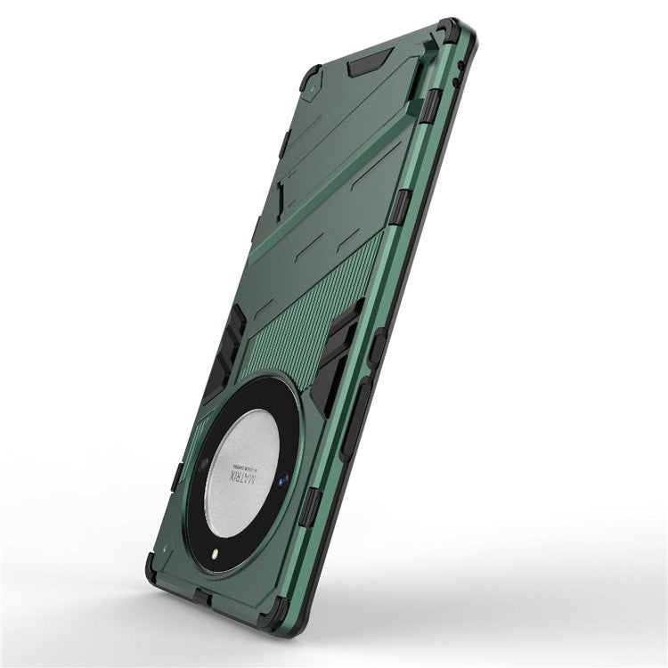 Cell Phone Case for Honor Magic5 Lite 5G / X9a 5G / X40 5G , Kickstand TPU+PC Protective Cell Phone Cover - Green