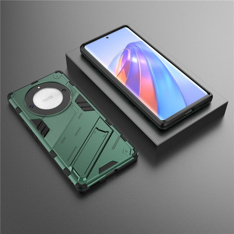 Cell Phone Case for Honor Magic5 Lite 5G / X9a 5G / X40 5G , Kickstand TPU+PC Protective Cell Phone Cover - Green