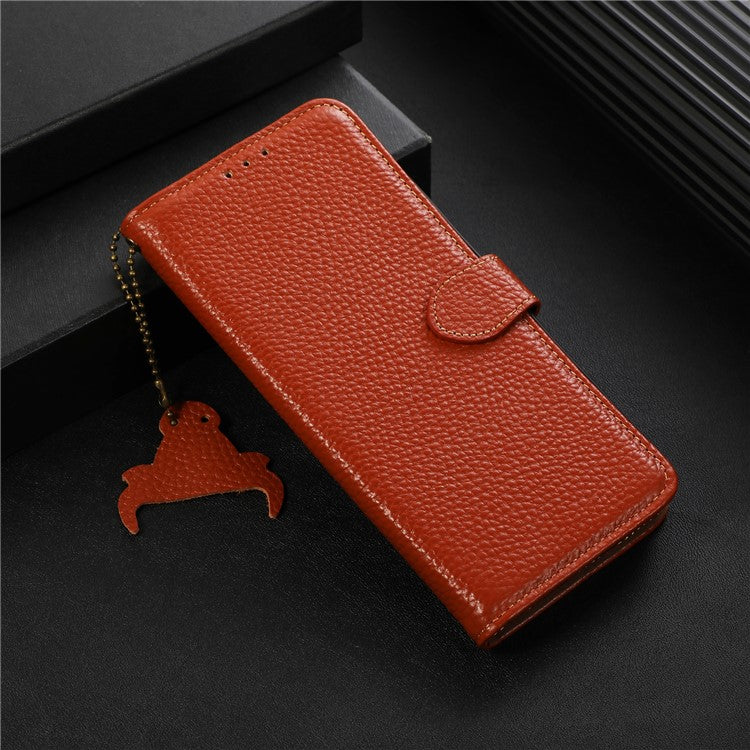 Wallet Case for Motorola Moto G53 5G / G23 4G / G13 4G , Genuine Cow Leather RFID Blocking Stand Phone Cover - Brown