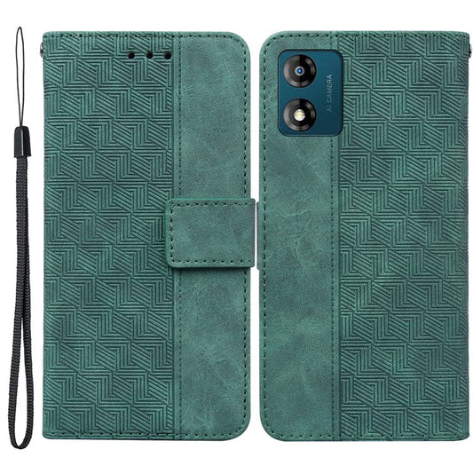 Shockproof Case for Motorola Moto E13 4G Wallet Phone Case Imprinted Leather Flip Cover - Green