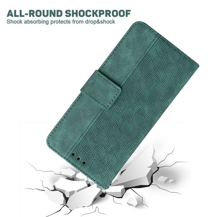 Shockproof Case for Motorola Moto E13 4G Wallet Phone Case Imprinted Leather Flip Cover - Green