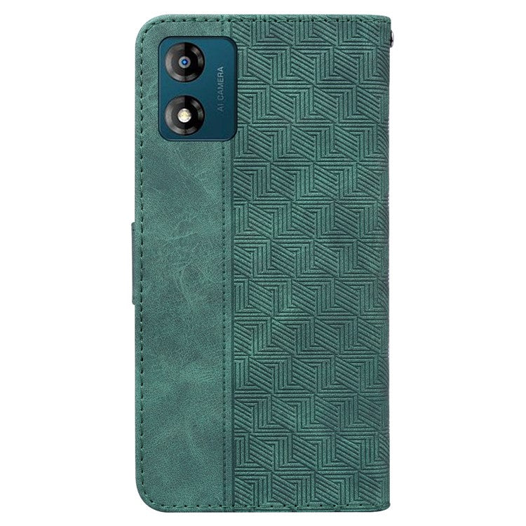 Shockproof Case for Motorola Moto E13 4G Wallet Phone Case Imprinted Leather Flip Cover - Green