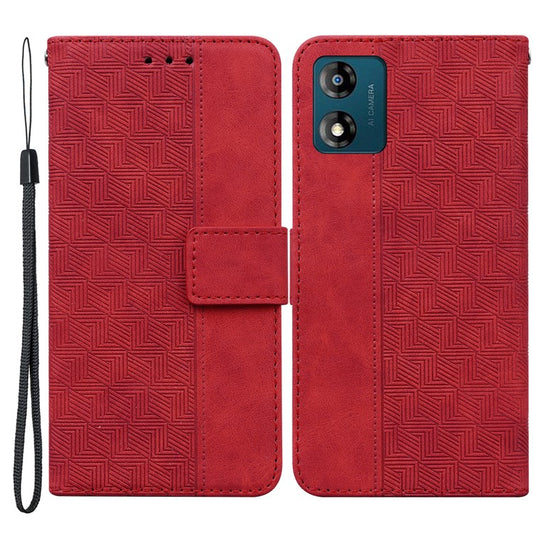 Shockproof Case for Motorola Moto E13 4G Wallet Phone Case Imprinted Leather Flip Cover - Red