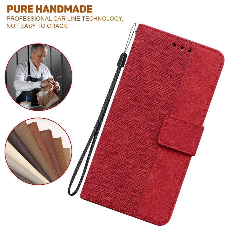 Shockproof Case for Motorola Moto E13 4G Wallet Phone Case Imprinted Leather Flip Cover - Red