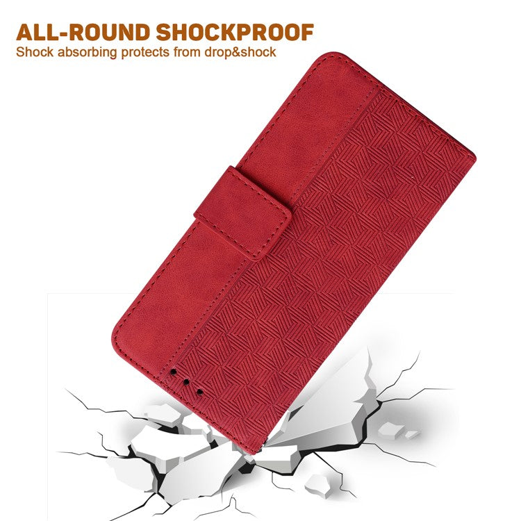 Shockproof Case for Motorola Moto E13 4G Wallet Phone Case Imprinted Leather Flip Cover - Red