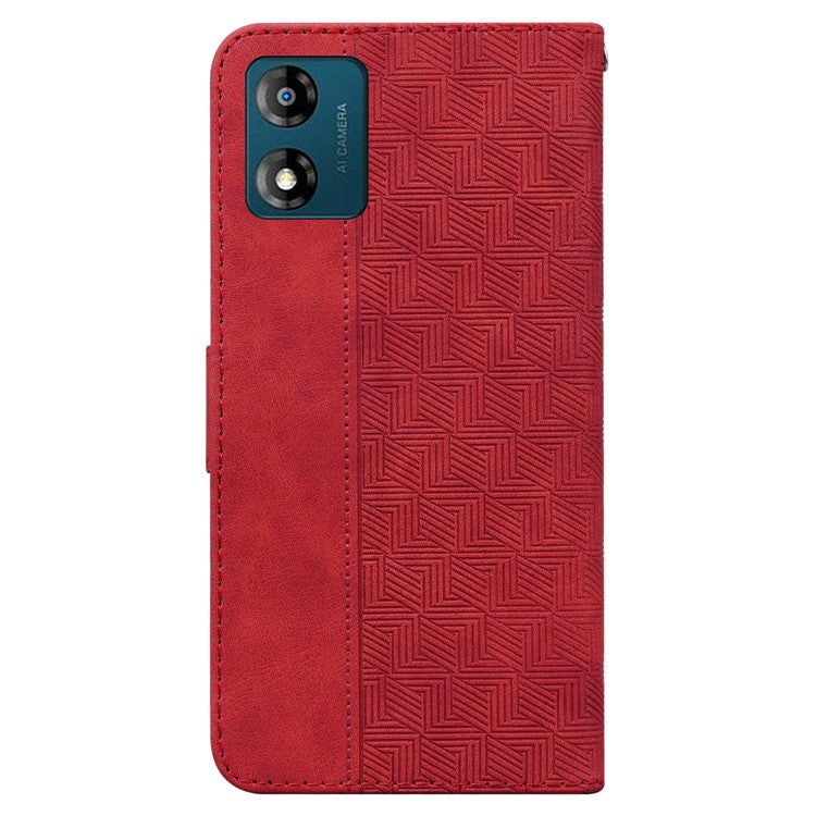 Shockproof Case for Motorola Moto E13 4G Wallet Phone Case Imprinted Leather Flip Cover - Red