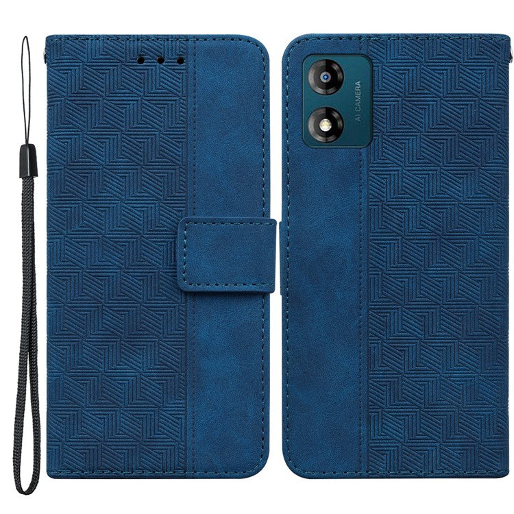 Shockproof Case for Motorola Moto E13 4G Wallet Phone Case Imprinted Leather Flip Cover - Blue