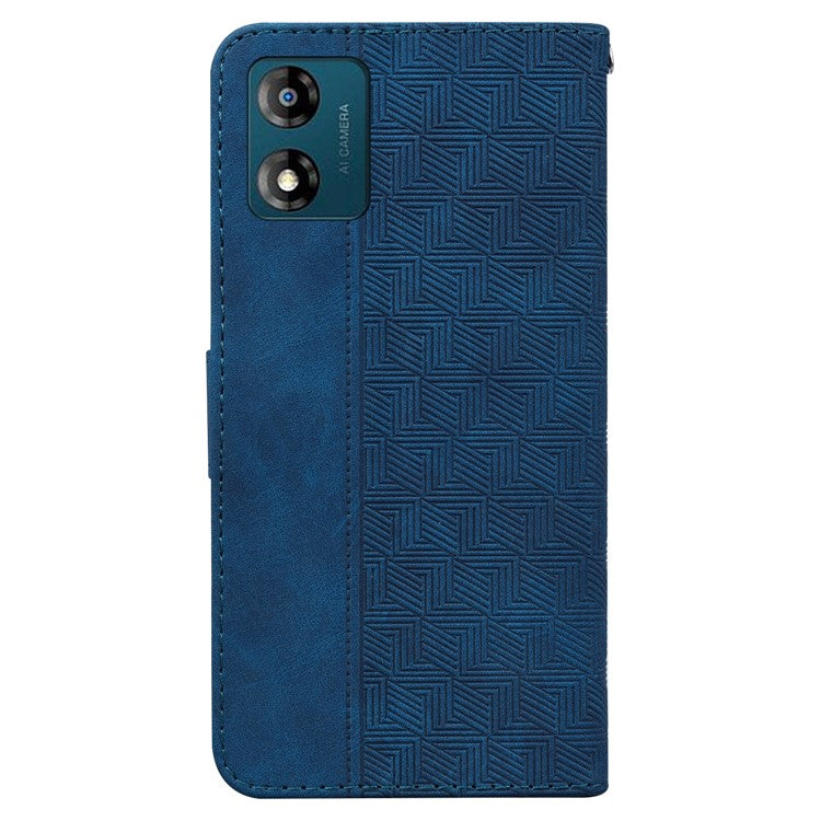 Shockproof Case for Motorola Moto E13 4G Wallet Phone Case Imprinted Leather Flip Cover - Blue