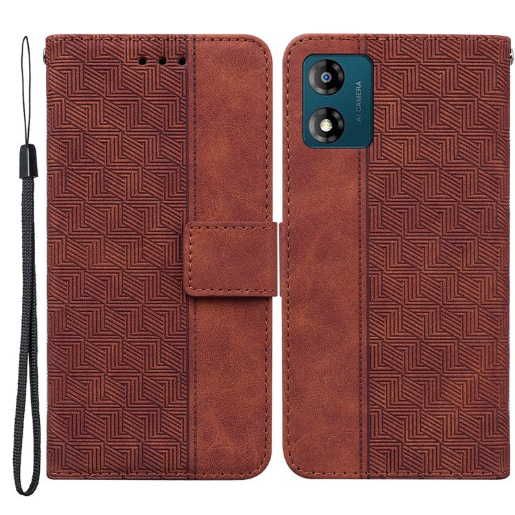 Shockproof Case for Motorola Moto E13 4G Wallet Phone Case Imprinted Leather Flip Cover - Brown