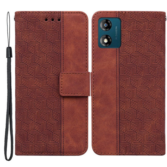 Shockproof Case for Motorola Moto E13 4G Wallet Phone Case Imprinted Leather Flip Cover - Brown