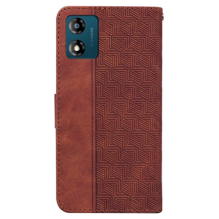 Shockproof Case for Motorola Moto E13 4G Wallet Phone Case Imprinted Leather Flip Cover - Brown