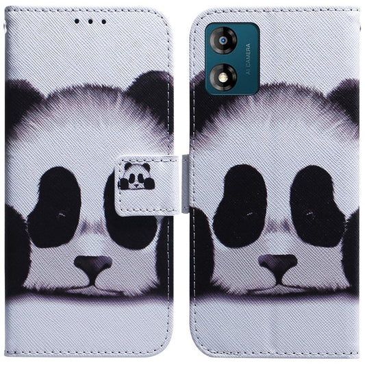 Wallet Phone Case for Motorola Moto E13 4G Pattern Printing Anti-Drop Leather Cover - Panda