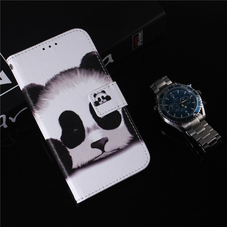 Wallet Phone Case for Motorola Moto E13 4G Pattern Printing Anti-Drop Leather Cover - Panda