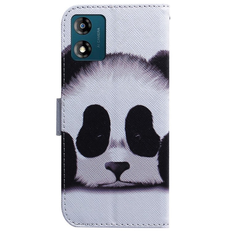 Wallet Phone Case for Motorola Moto E13 4G Pattern Printing Anti-Drop Leather Cover - Panda