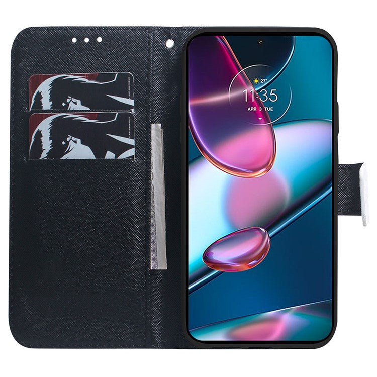 Wallet Phone Case for Motorola Moto E13 4G Pattern Printing Anti-Drop Leather Cover - Don't Touch My Phone
