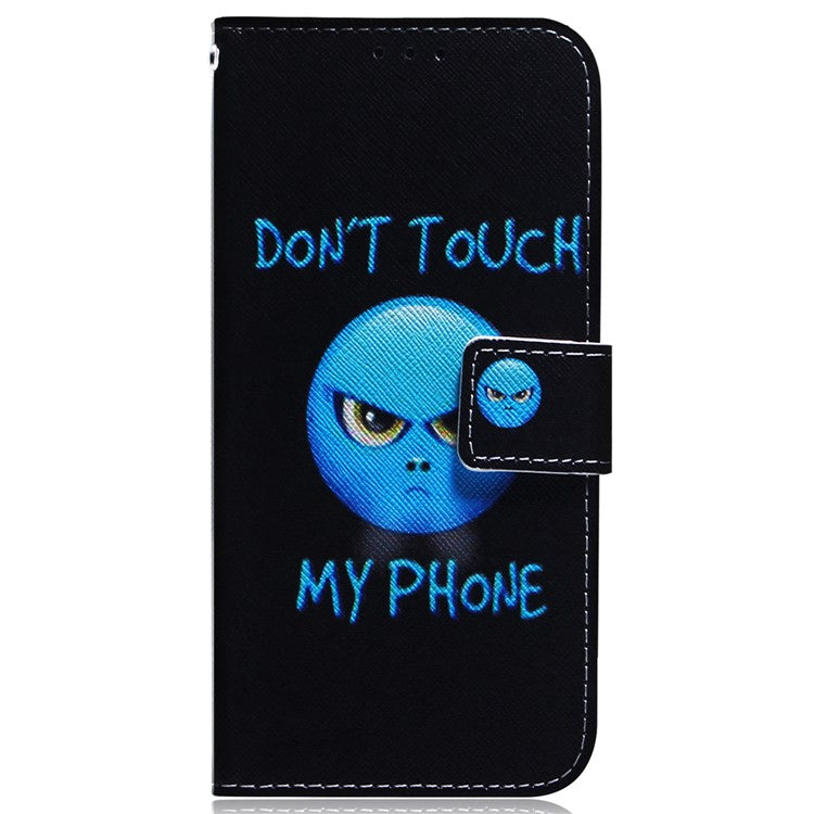 Wallet Phone Case for Motorola Moto E13 4G Pattern Printing Anti-Drop Leather Cover - Don't Touch My Phone
