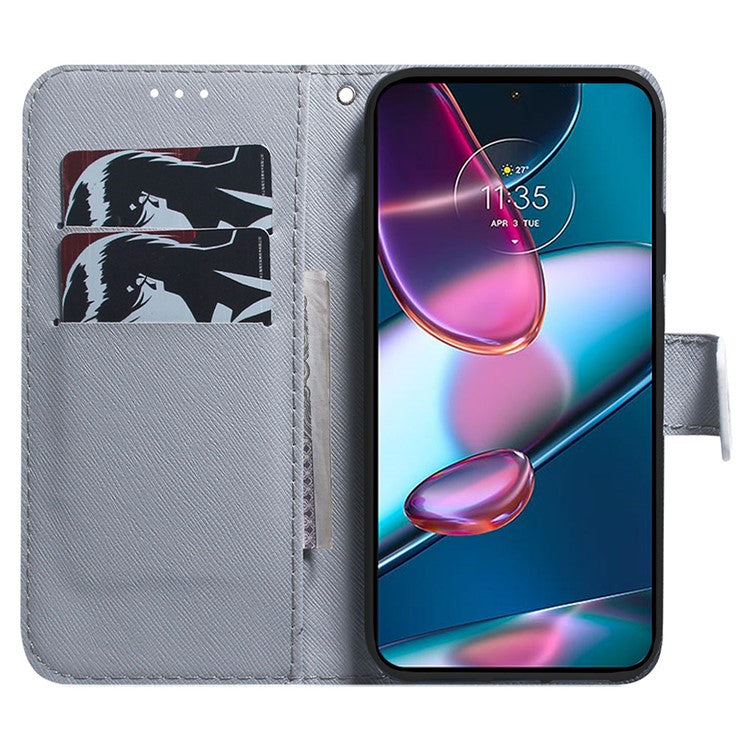 Wallet Phone Case for Motorola Moto E13 4G Pattern Printing Anti-Drop Leather Cover - Tiger Head