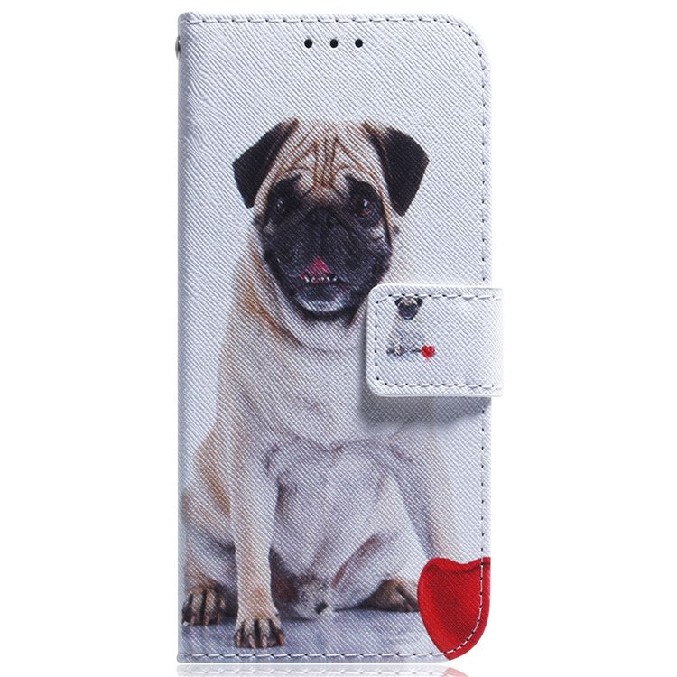 Wallet Phone Case for Motorola Moto E13 4G Pattern Printing Anti-Drop Leather Cover - Pug