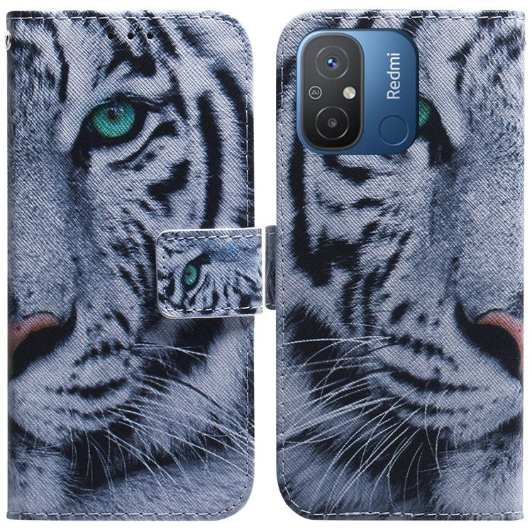 Leather Cover for Xiaomi Redmi 11A 4G / Redmi 12C 4G Phone Case Pattern Printing Anti-Scratch Wallet Shell - Tiger Head