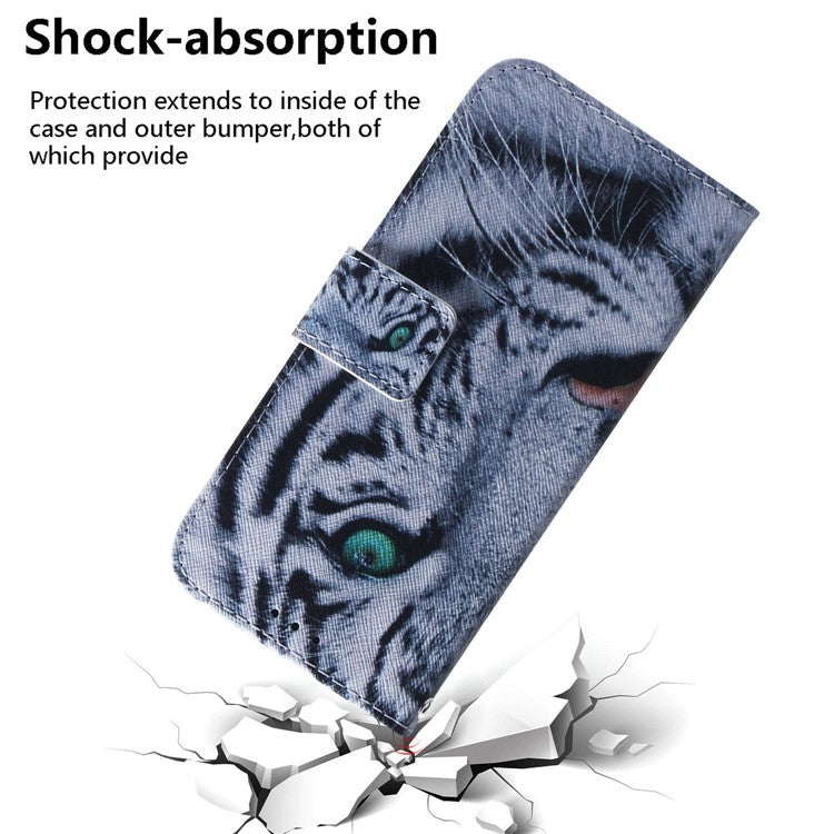 Leather Cover for Xiaomi Redmi 11A 4G / Redmi 12C 4G Phone Case Pattern Printing Anti-Scratch Wallet Shell - Tiger Head