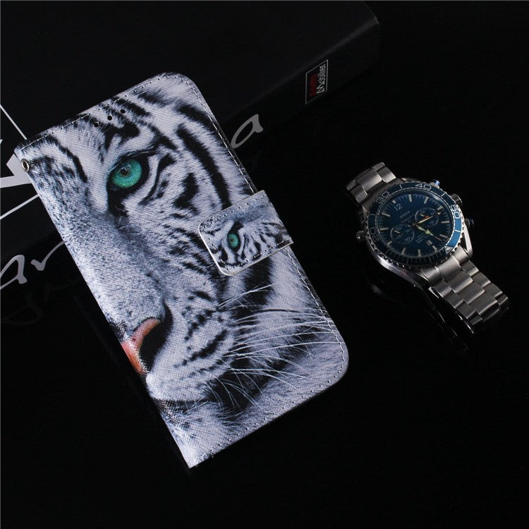 Leather Cover for Xiaomi Redmi 11A 4G / Redmi 12C 4G Phone Case Pattern Printing Anti-Scratch Wallet Shell - Tiger Head