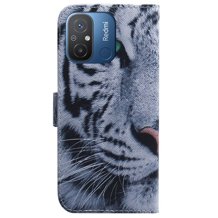 Leather Cover for Xiaomi Redmi 11A 4G / Redmi 12C 4G Phone Case Pattern Printing Anti-Scratch Wallet Shell - Tiger Head