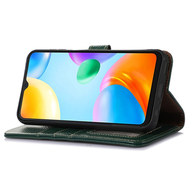 For Honor X9a 5G / Magic5 Lite 5G / X40 5G Genuine Cow Leather Cover Litchi Texture RFID Blocking Stand Wallet Case - Green
