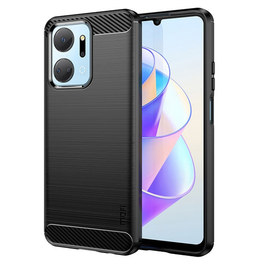 MOFI JK TPU Series-1 TPU Cover for Honor X7a 5G / Play 40 Plus 5G Carbon Fiber Brushed Phone Shell - Black