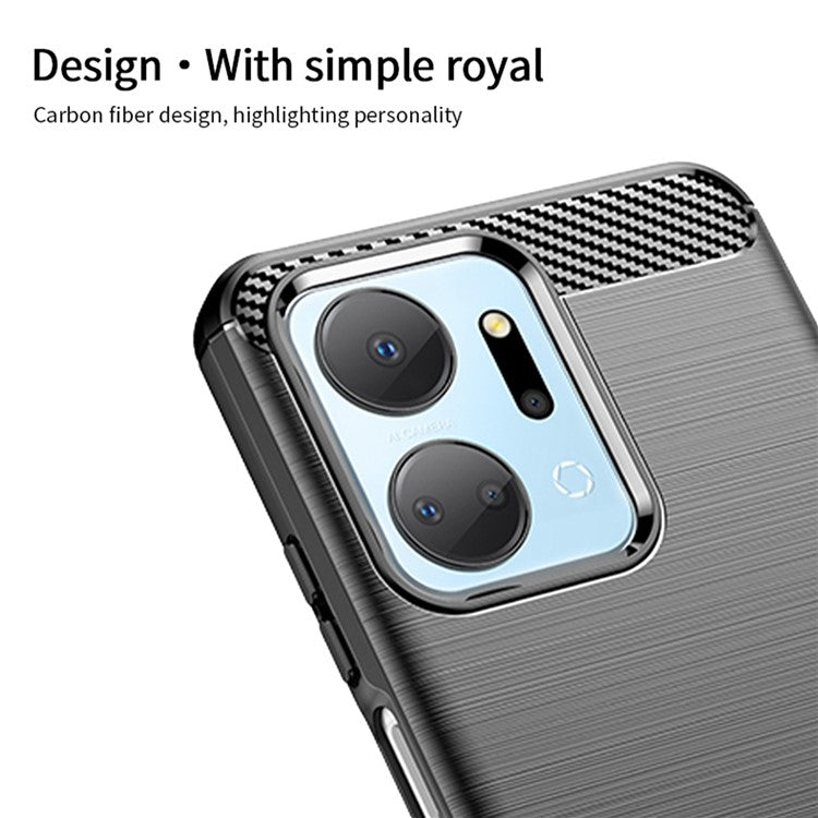 MOFI JK TPU Series-1 TPU Cover for Honor X7a 5G / Play 40 Plus 5G Carbon Fiber Brushed Phone Shell - Black