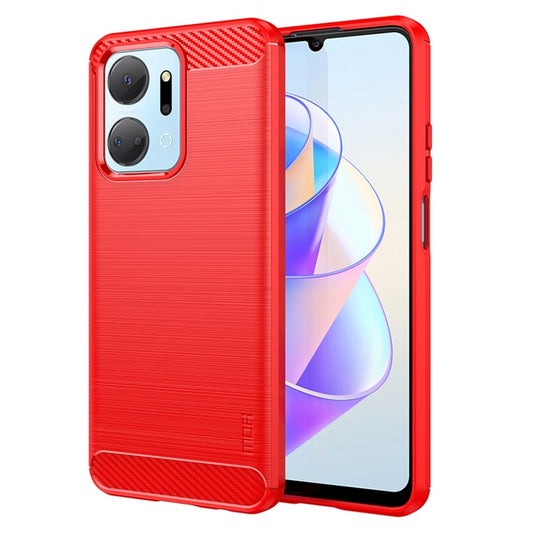 MOFI JK TPU Series-1 TPU Cover for Honor X7a 5G / Play 40 Plus 5G Carbon Fiber Brushed Phone Shell - Red