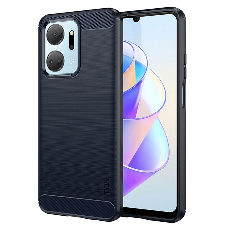 MOFI JK TPU Series-1 TPU Cover for Honor X7a 5G / Play 40 Plus 5G Carbon Fiber Brushed Phone Shell - Blue