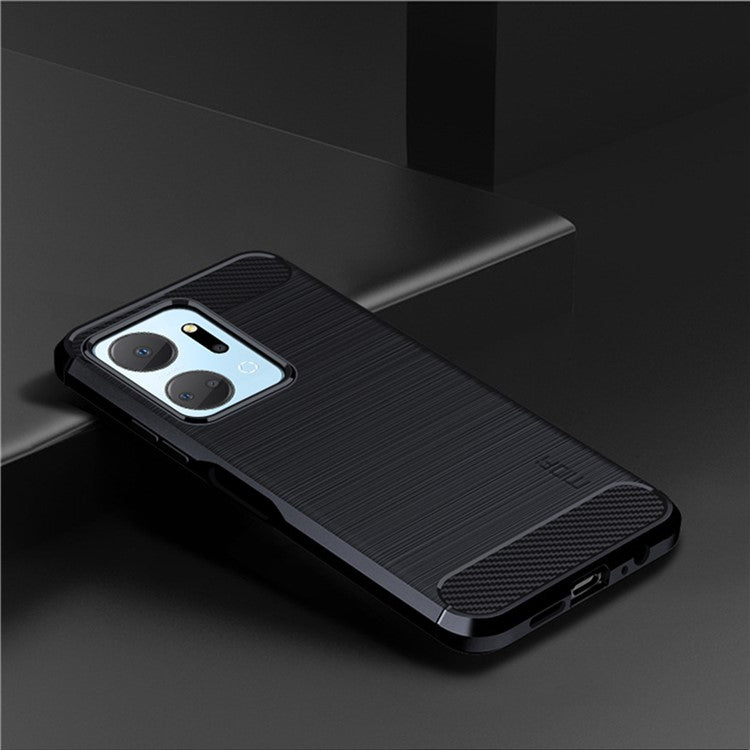 MOFI JK TPU Series-1 TPU Cover for Honor X7a 5G / Play 40 Plus 5G Carbon Fiber Brushed Phone Shell - Blue