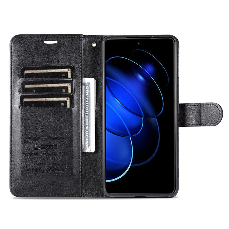 AZNS For Honor 80 GT 5G Mobile Phone Cover PU Leather Anti-fall Phone Case Stand Wallet - Black